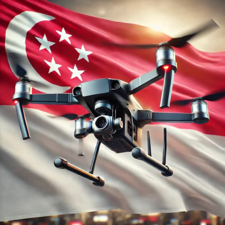 Drohne Gesetze Singapur - Flagge mit Drohne